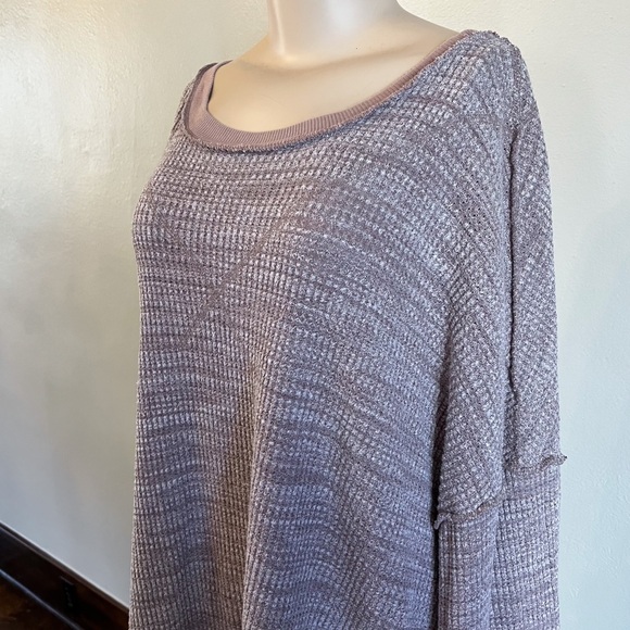 Free People We The Free So Fresh Oversized Slouchy Thermal Chestnut Sz Medium - Picture 4 of 10